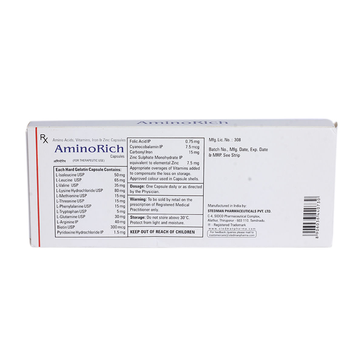 Aminorich Capsule 15's Price, Uses, Side Effects, Composition - Apollo ...