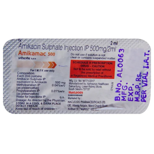 Amikamac 500 mg Injection 2 ml, Pack of 1 Injection