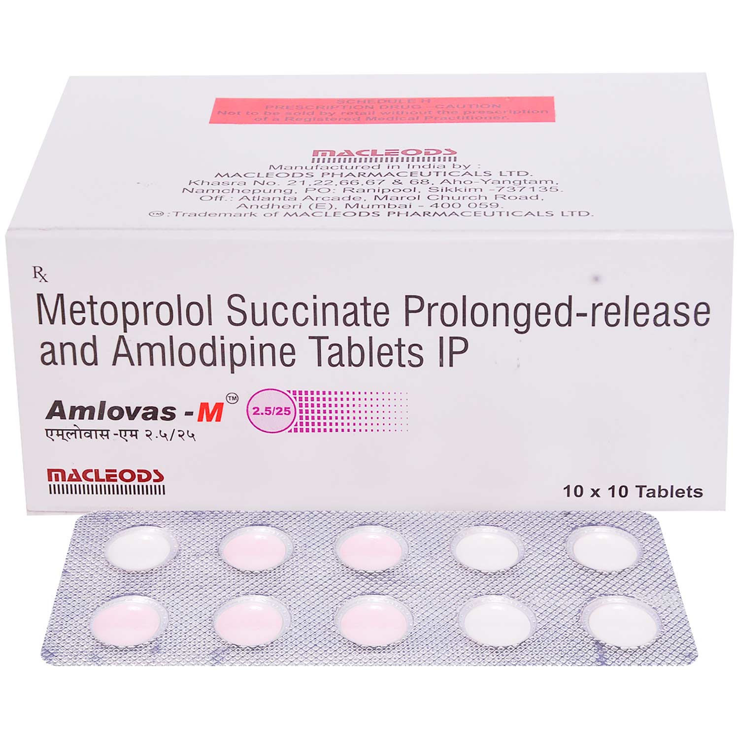 Amlovas M 2.5/25 Tablet 10's, Pack of 10 TABLETS Amlovas M 2.5/25 Tablet 10's, Pack of 10 TABLETS