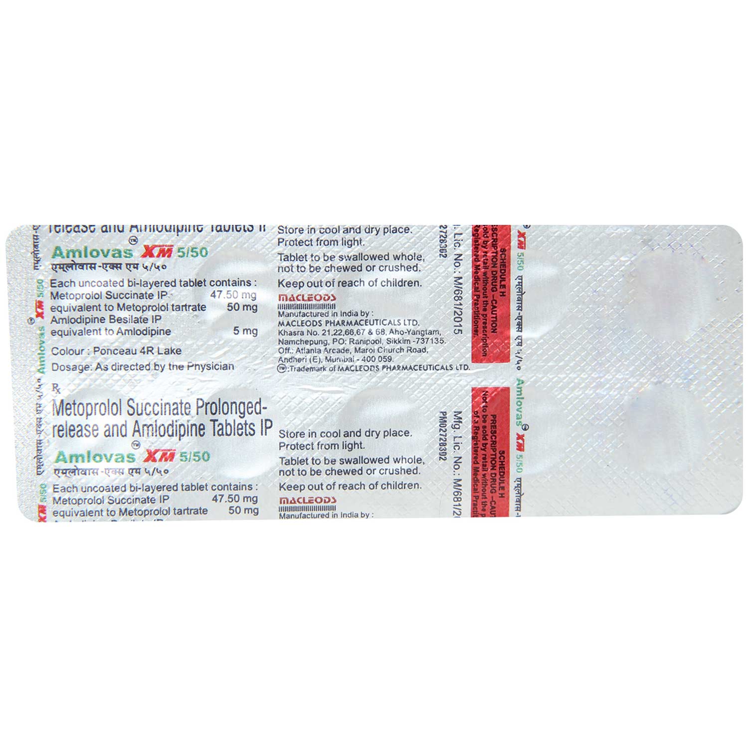 Amlovas XM 5/50 Tablet 10's, Pack of 10 TABLETS Amlovas XM 5/50 Tablet 10's, Pack of 10 TABLETS