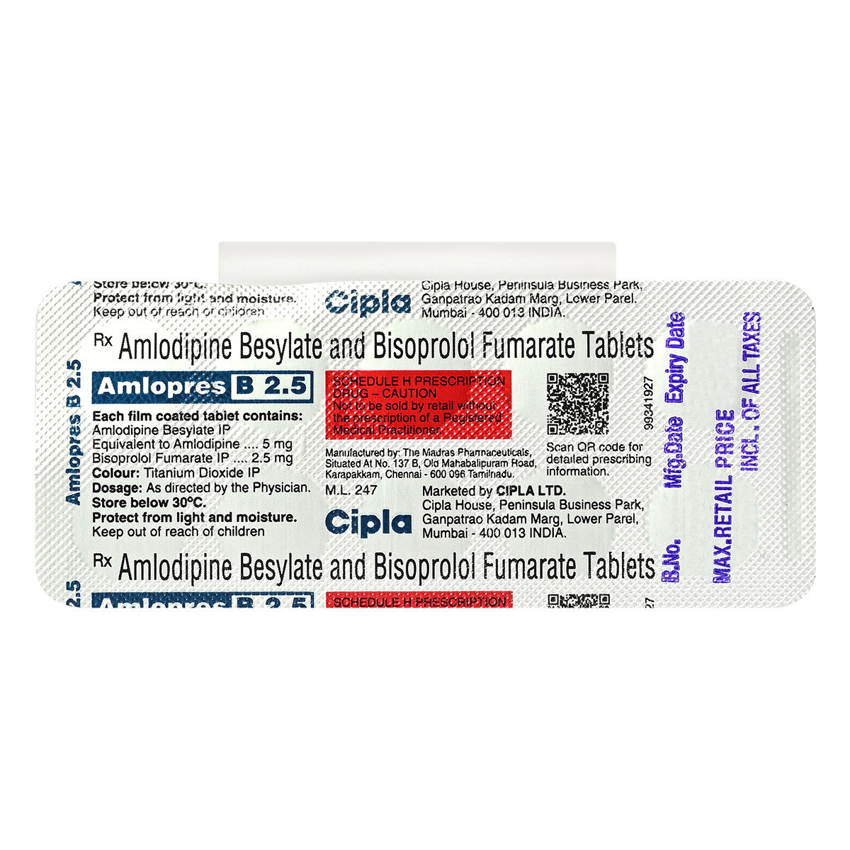 Amlopres B 2.5 Tablet 10's, Pack of 10 TabletS Amlopres B 2.5 Tablet 10's, Pack of 10 TabletS