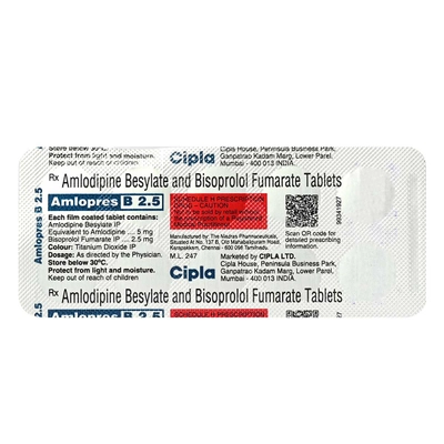 Amlopres B 2.5 Tablet 10's, Pack of 10 TabletS