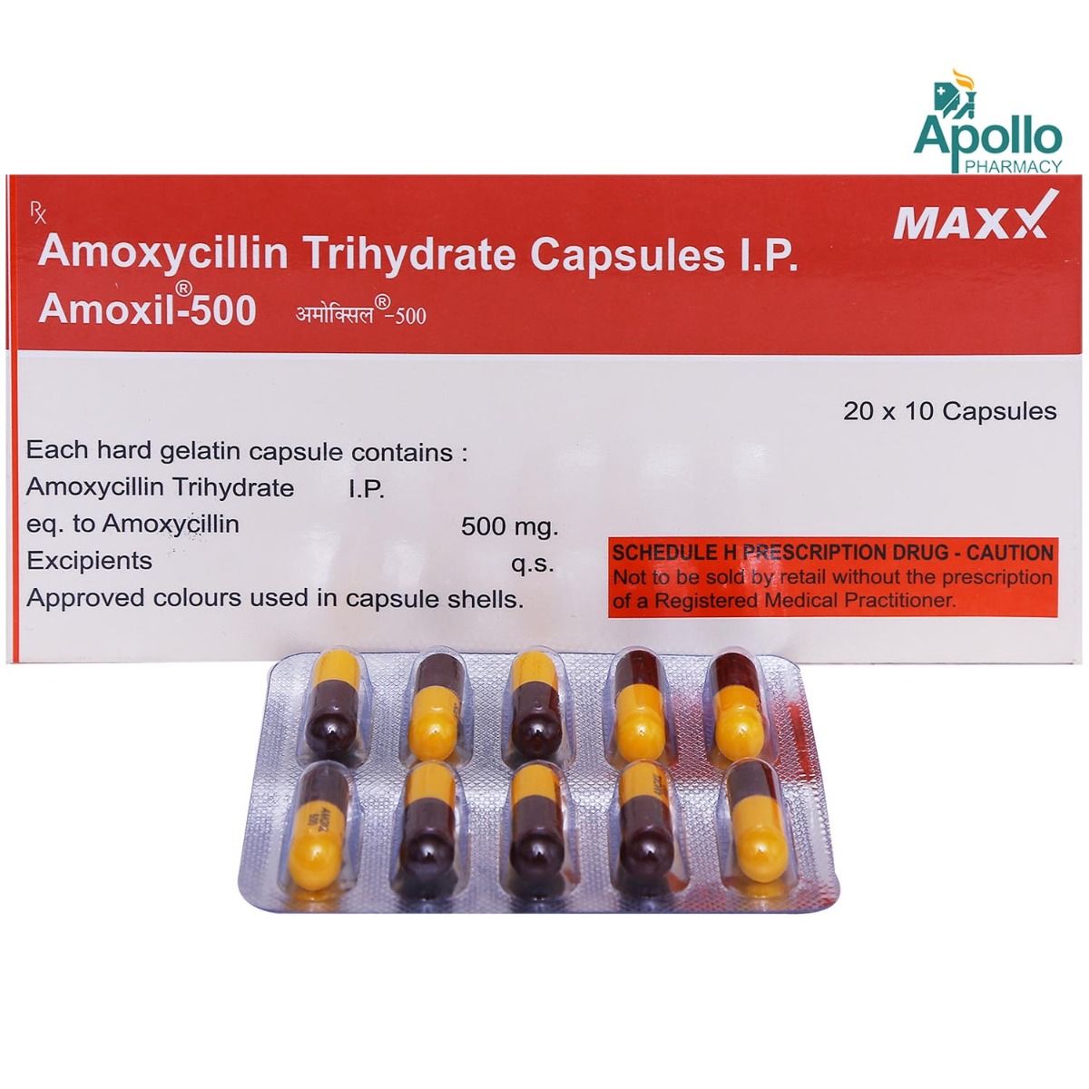 Amoxil-500 Capsule 10's Price, Uses, Side Effects, Composition - Apollo ...