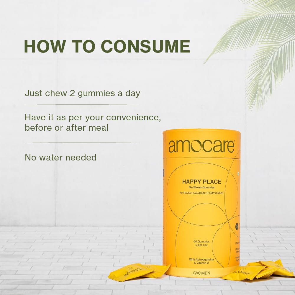 Amocare Happy Place De-Stress for Women, 60 Gummies, Pack of 1 Amocare Happy Place De-Stress for Women, 60 Gummies, Pack of 1