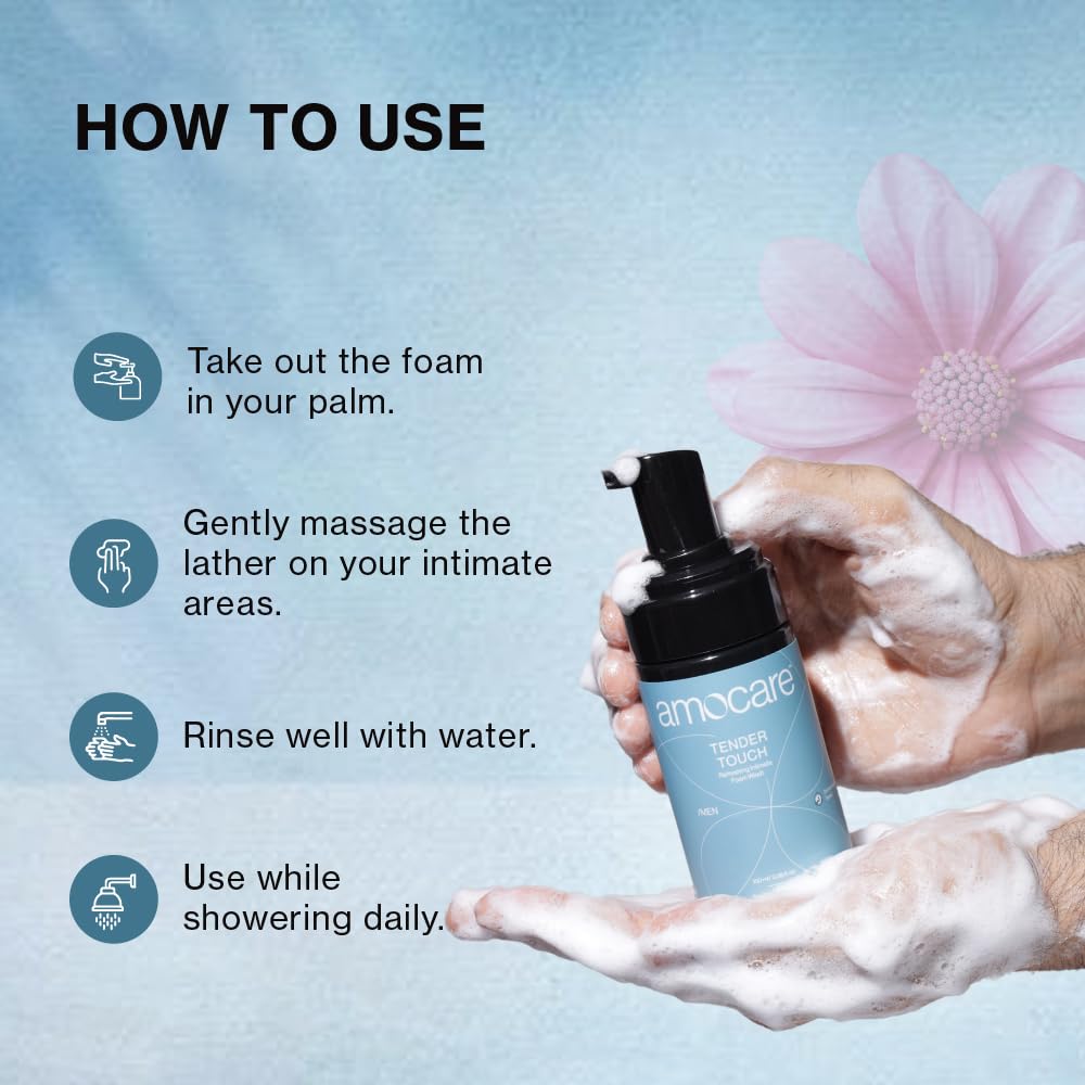 Amocare Tender Touch Intimate Foam Wash for Men, 100 ml, Pack of 1 Amocare Tender Touch Intimate Foam Wash for Men, 100 ml, Pack of 1