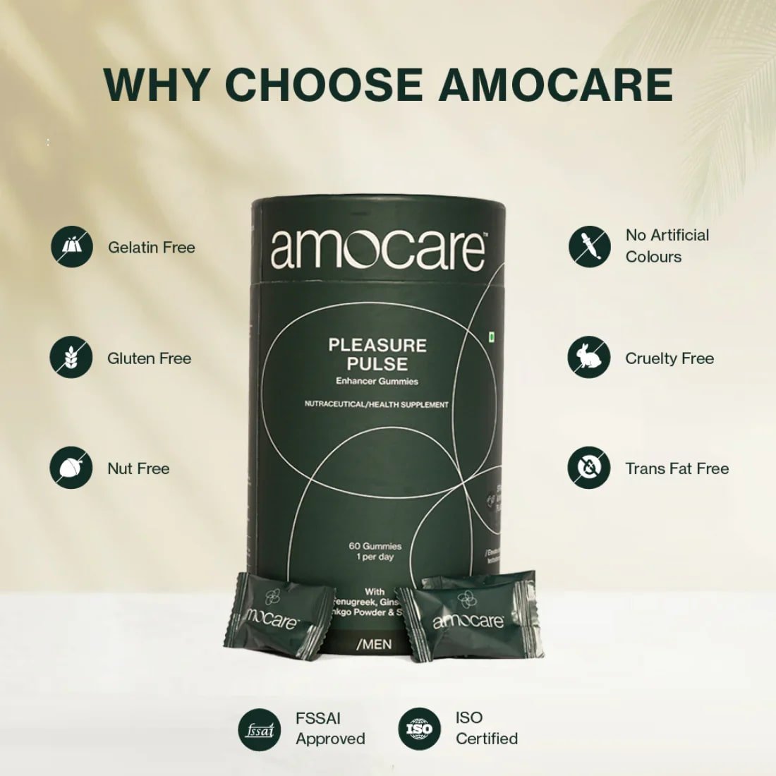 Amocare Pleasure Pulse Enhancer for Men, 60 Gummies, Pack of 1 Amocare Pleasure Pulse Enhancer for Men, 60 Gummies, Pack of 1