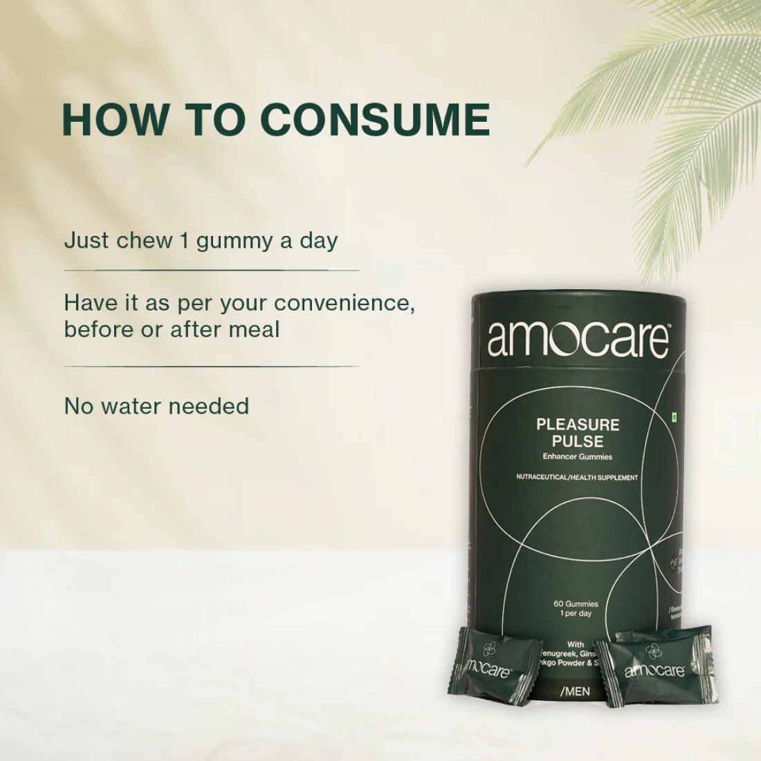 Amocare Pleasure Pulse Enhancer for Men, 60 Gummies, Pack of 1 Amocare Pleasure Pulse Enhancer for Men, 60 Gummies, Pack of 1