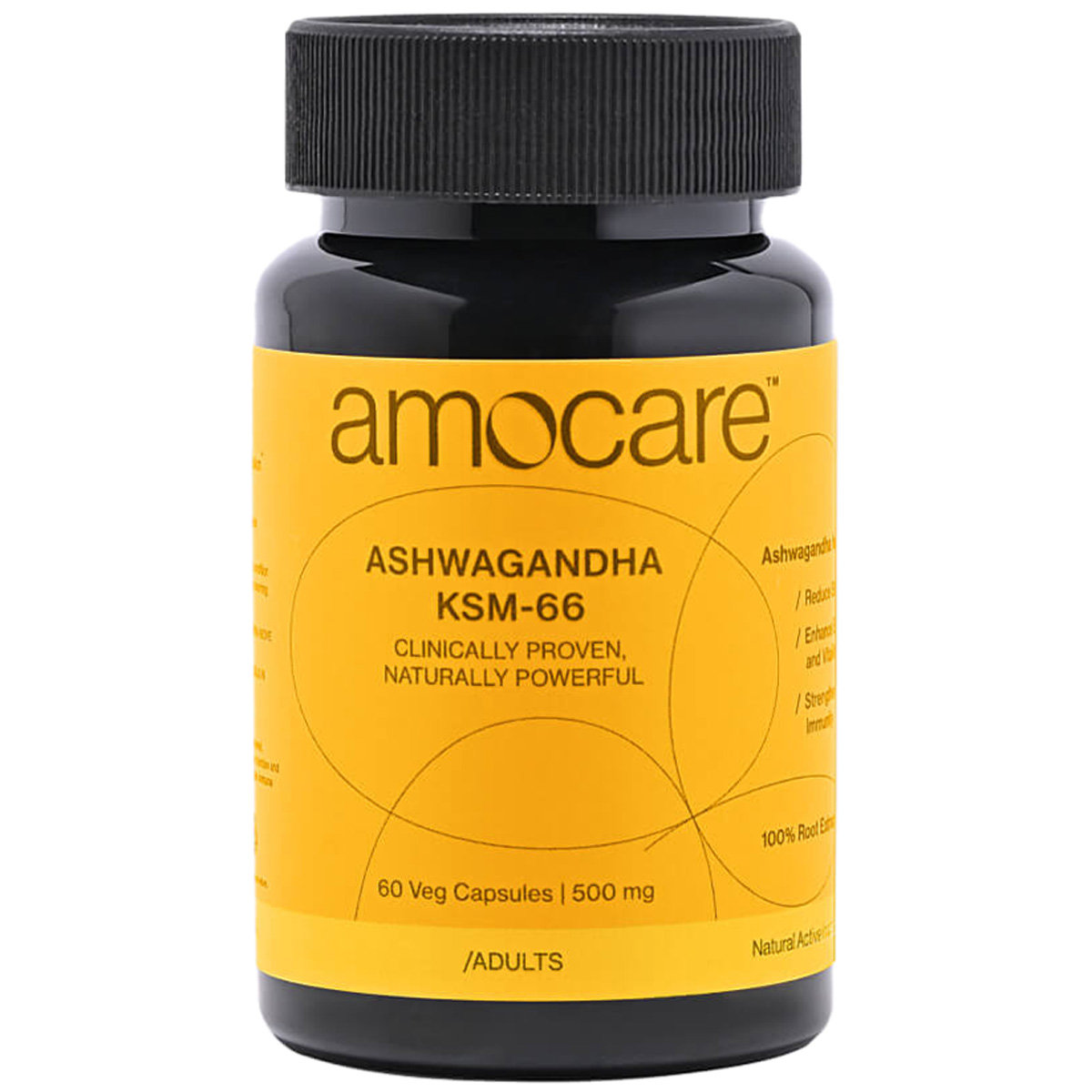 Amocare Ashwagandha KSM 66, 60 Veg Capsules, Pack of 1 Amocare Ashwagandha KSM 66, 60 Veg Capsules, Pack of 1