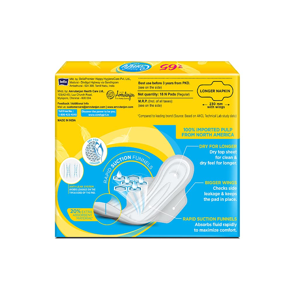 Amrutanjan Comfy Snug Fit Sanitary Pads XL, 18 Count, Pack of 1 Amrutanjan Comfy Snug Fit Sanitary Pads XL, 18 Count, Pack of 1