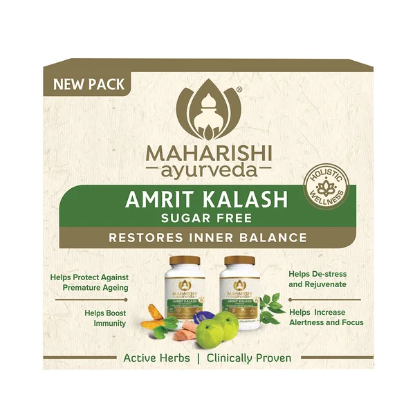 Maharishi Ayurveda Amrit Kalash (Ambrosia 60 Tablets &amp; Nectar 60 Tablets Sugar Free) For Immunity Booster | Super Rasayana | Helps Immunity, Daily Wellnes Stress &amp; Anxiety | Improves Heart Health, Pack of 1