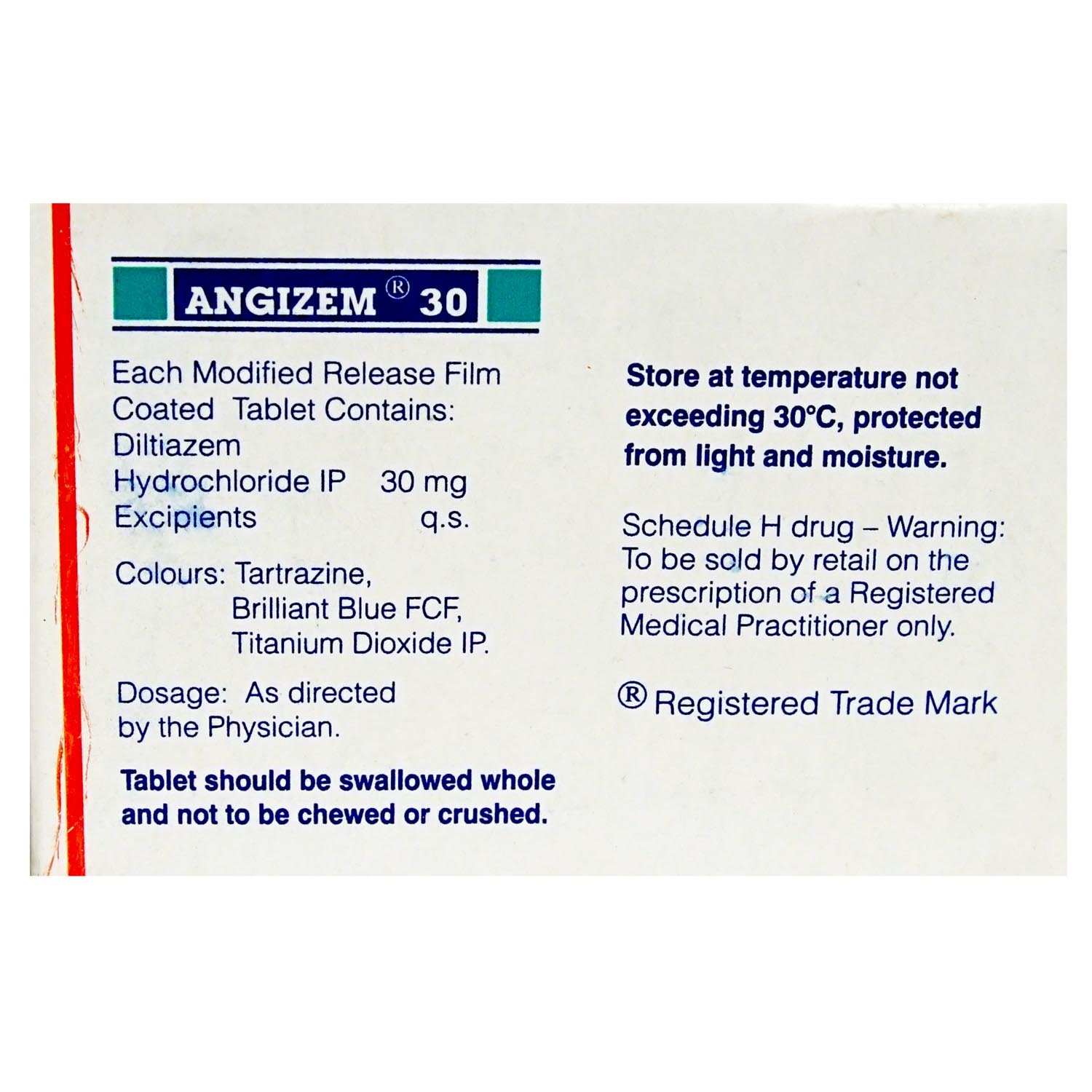 Angizem 30 Tablet 10's, Pack of 10 TABLETS Angizem 30 Tablet 10's, Pack of 10 TABLETS