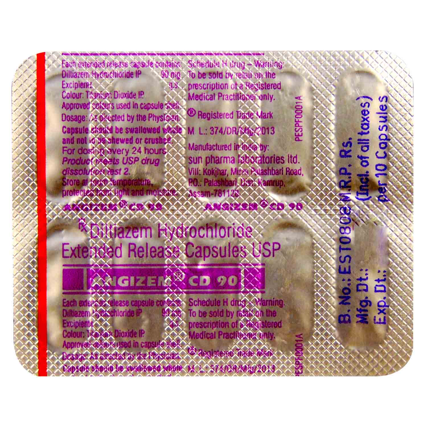 Angizem CD 90 Capsule 10's, Pack of 10 CAPSULES Angizem CD 90 Capsule 10's, Pack of 10 CAPSULES