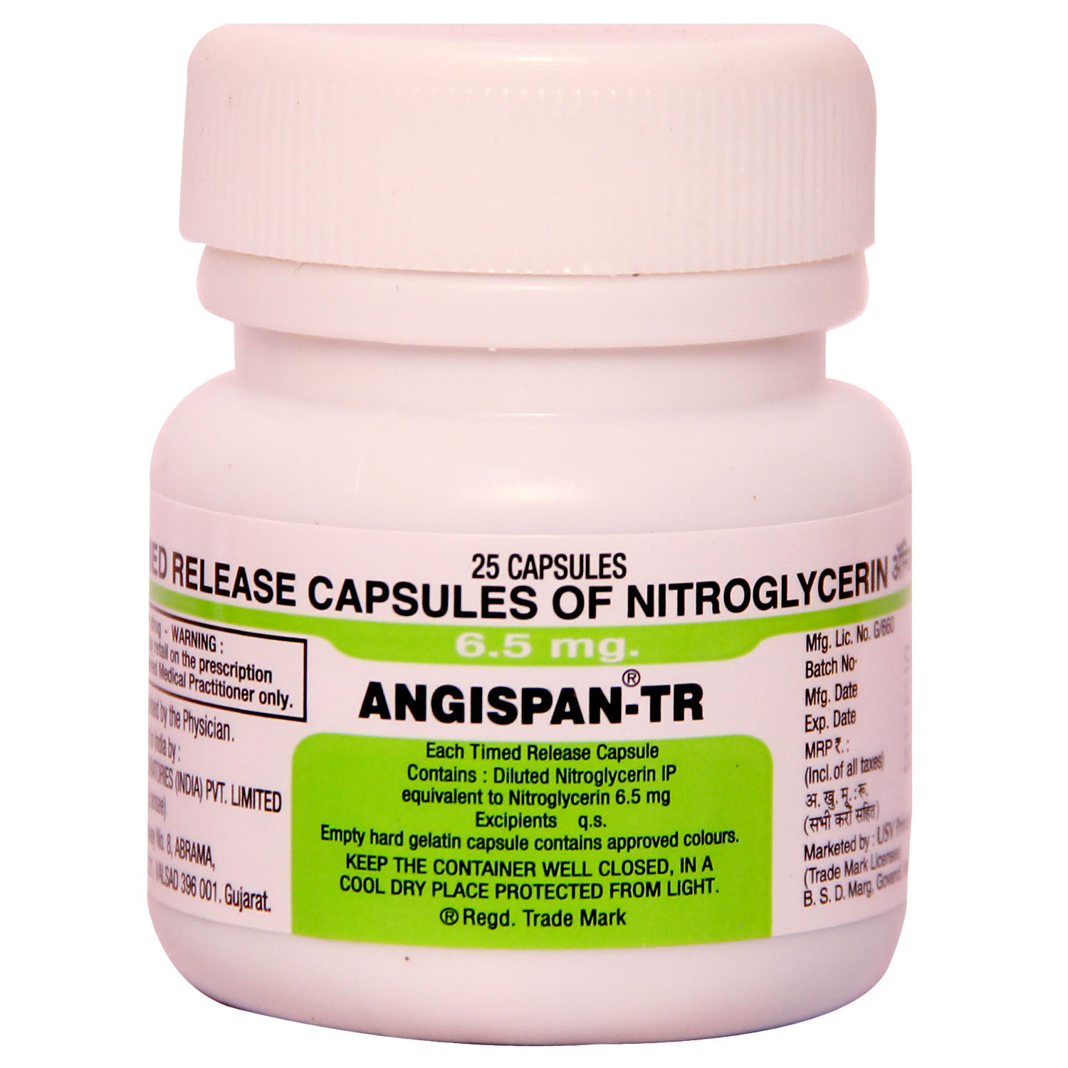 Angispan-TR 6.5 mg Capsule 25's, Pack of 1 CAPSULE Angispan-TR 6.5 mg Capsule 25's, Pack of 1 CAPSULE