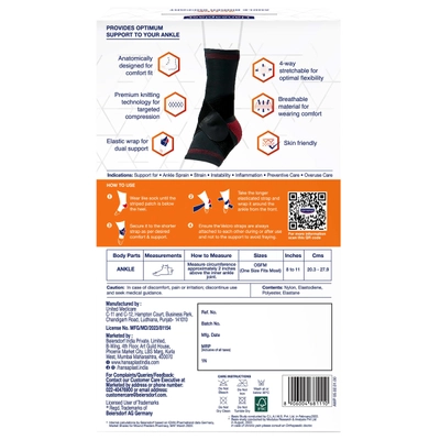 Hansaplast Active Ankle Binder Support OSFM (One Size Fits Most), 1 Count, Pack of 1