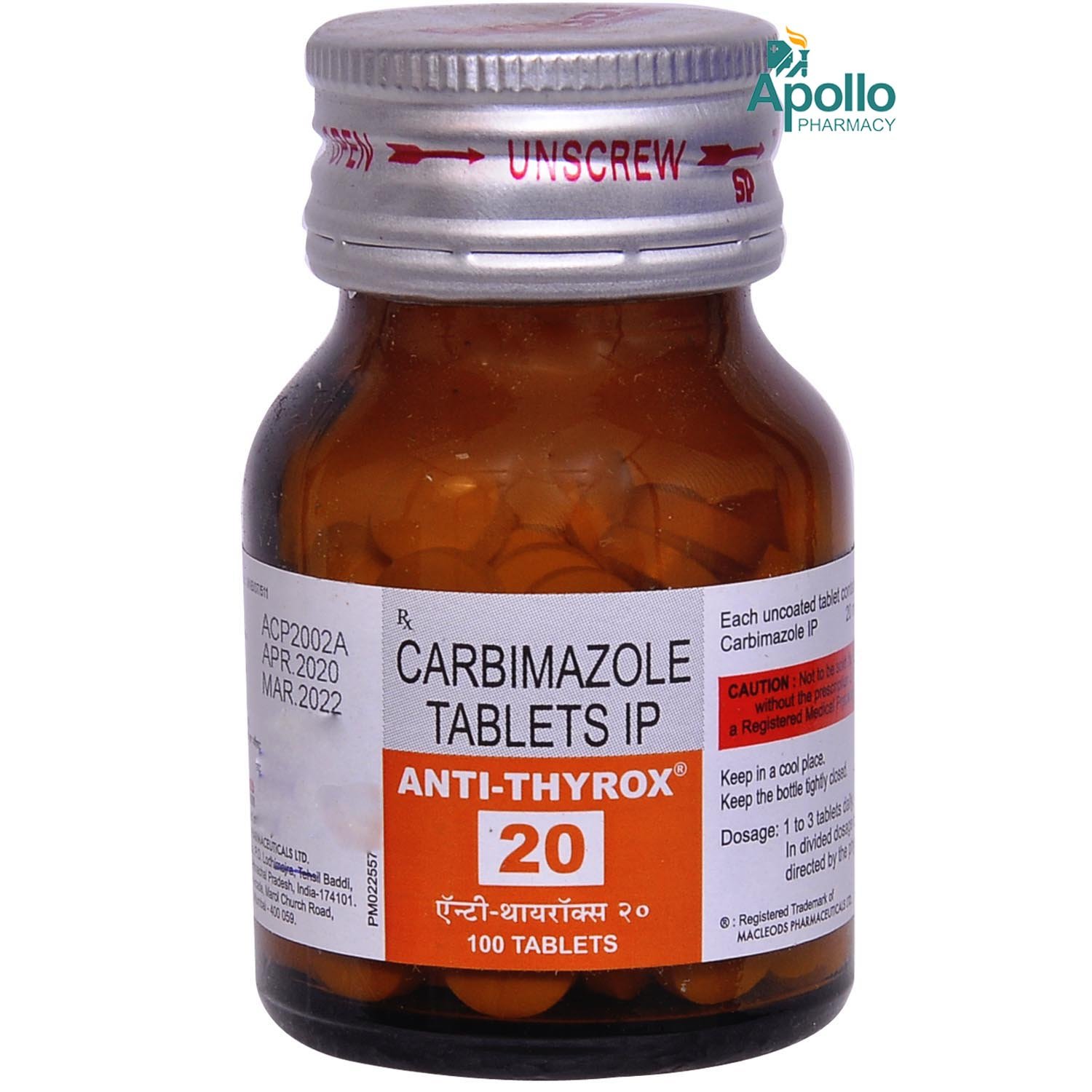 Anti Thyrox 20 Tablet 100's, Pack of 1 TABLET Anti Thyrox 20 Tablet 100's, Pack of 1 TABLET