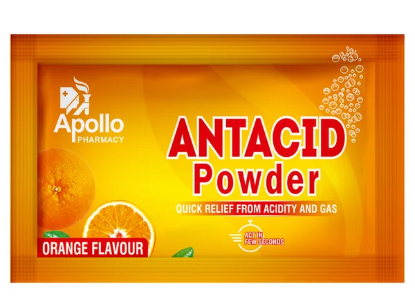 Apollo Pharmacy Antacid Orange Flavour Powder, 30 gm (5gm x 6), Pack of 6