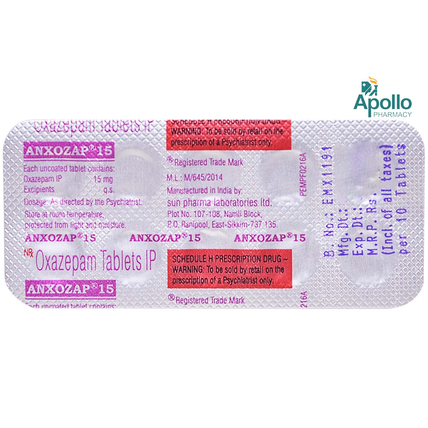 Anxozap 15 Tablet 10's, Pack of 10 TABLETS Anxozap 15 Tablet 10's, Pack of 10 TABLETS
