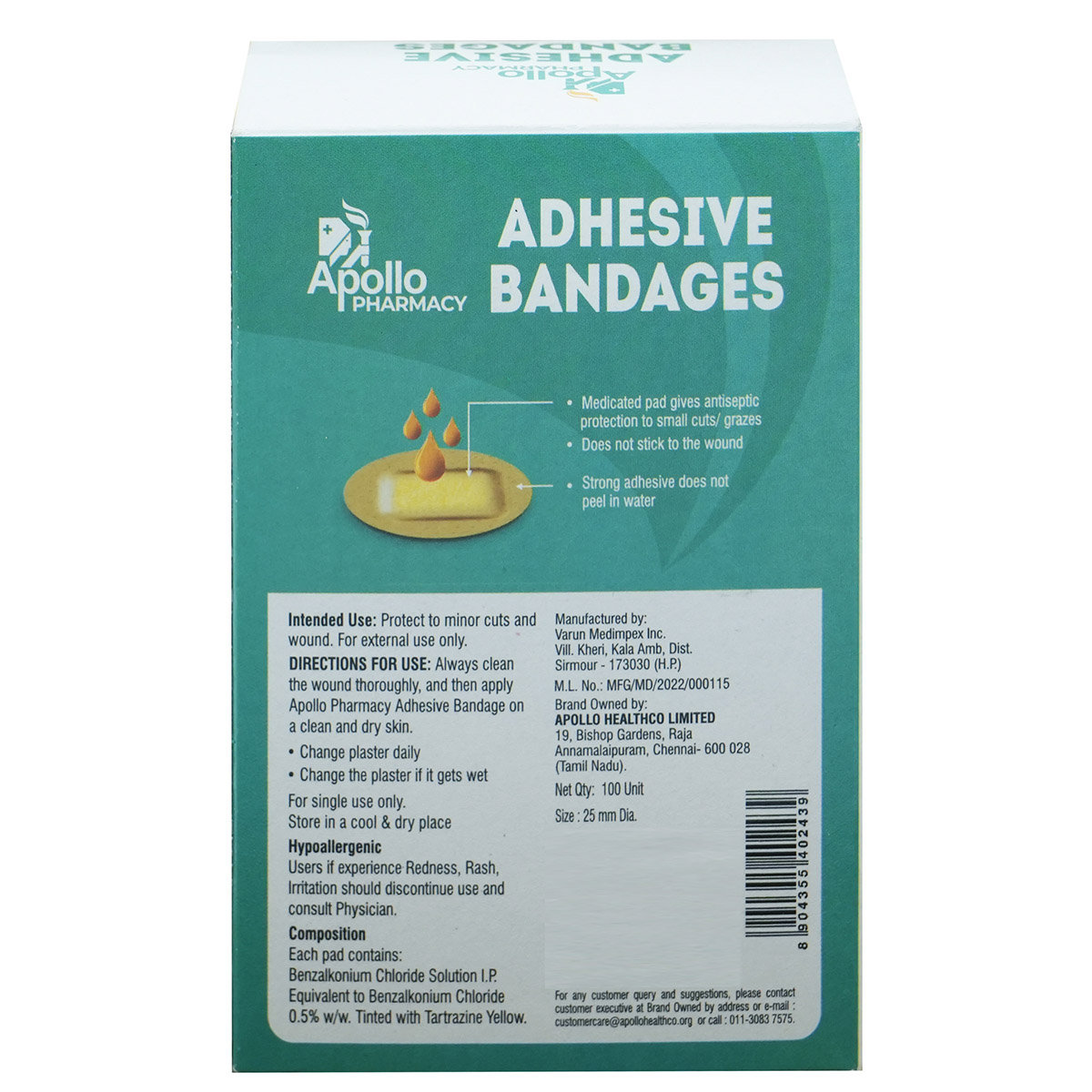 Apollo Pharmacy Adhesive Bandages, 100 Count, Pack of 100 Apollo Pharmacy Adhesive Bandages, 100 Count, Pack of 100