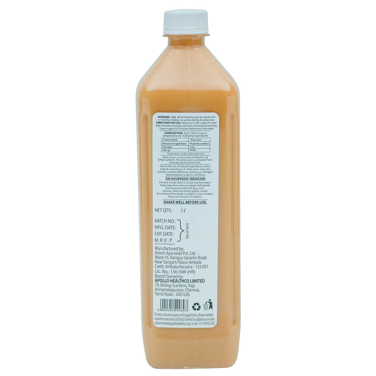 Apollo Life Amla Juice, 1 Litre, Pack of 1 Apollo Life Amla Juice, 1 Litre, Pack of 1