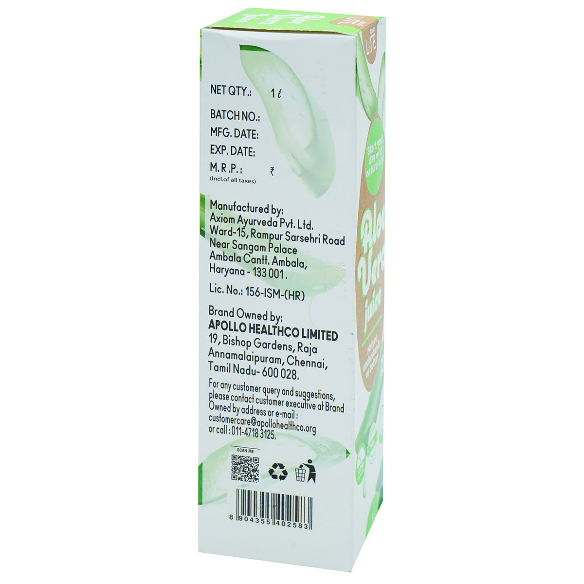 Apollo Life Aloe Vera Juice, 1 Litre, Pack of 1 Apollo Life Aloe Vera Juice, 1 Litre, Pack of 1