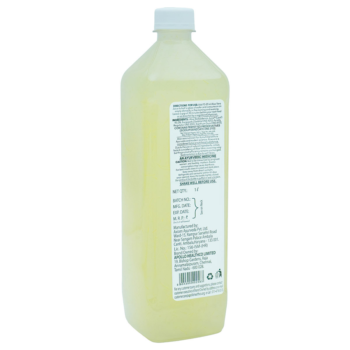 Apollo Life Aloe Vera Juice, 1 Litre, Pack of 1 Apollo Life Aloe Vera Juice, 1 Litre, Pack of 1