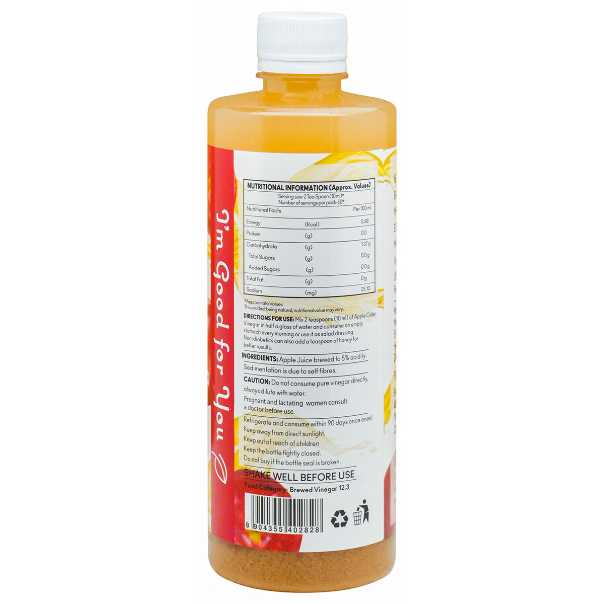 Apollo Life Apple Cider Vinegar Juice, 500 ml, Pack of 1 Apollo Life Apple Cider Vinegar Juice, 500 ml, Pack of 1