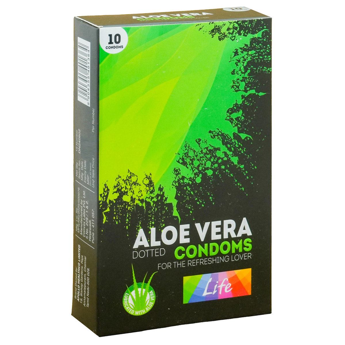 Apollo Life Aloe Vera Dotted Condoms, 10 Count, Pack of 1 Apollo Life Aloe Vera Dotted Condoms, 10 Count, Pack of 1