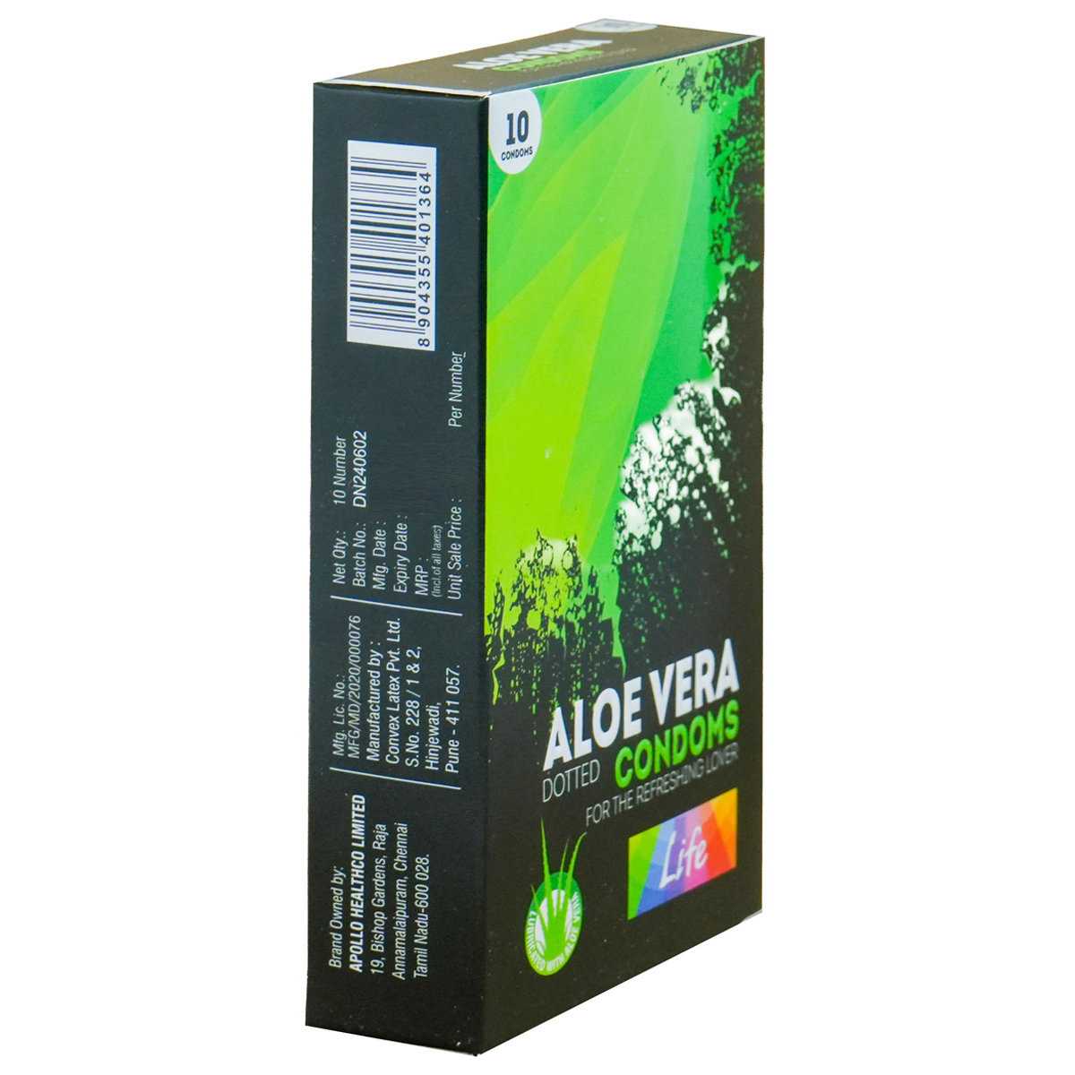 Apollo Life Aloe Vera Dotted Condoms, 10 Count, Pack of 1 Apollo Life Aloe Vera Dotted Condoms, 10 Count, Pack of 1