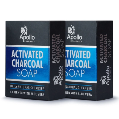 Apollo Pharmacy Activated Charcoal Soap, 250 gm (2x125 gm), Pack of 2