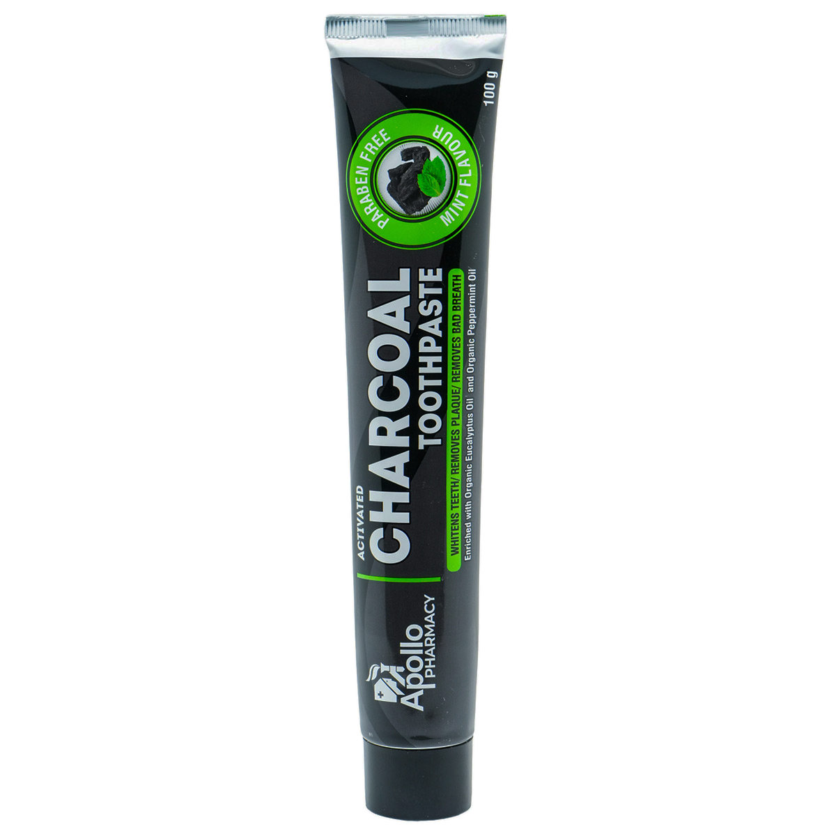 Apollo Pharmacy Activated Charcoal Mint Flavour Toothpaste + 1 Toothbrush Free, 100 gm, Pack of 1 Apollo Pharmacy Activated Charcoal Mint Flavour Toothpaste + 1 Toothbrush Free, 100 gm, Pack of 1