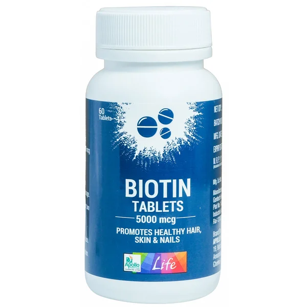 Apollo Life Biotin 5000 mcg, 60 Tablets, Pack of 1