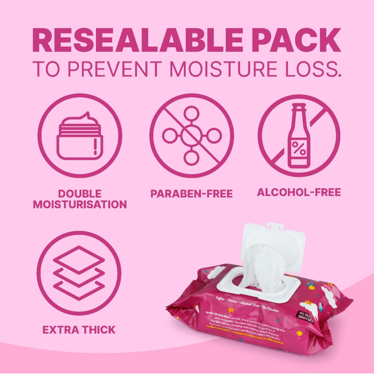 Apollo Life Baby Wipes, 160 Count (2x80 Wipes), Pack of 1 Apollo Life Baby Wipes, 160 Count (2x80 Wipes), Pack of 1