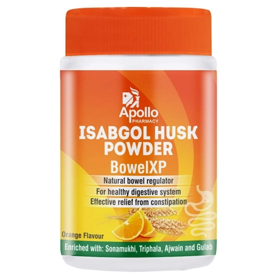 Apollo Pharmacy Isabgol Husk Orange Flavour Powder Bowel XP, 100 gm, Pack of 1