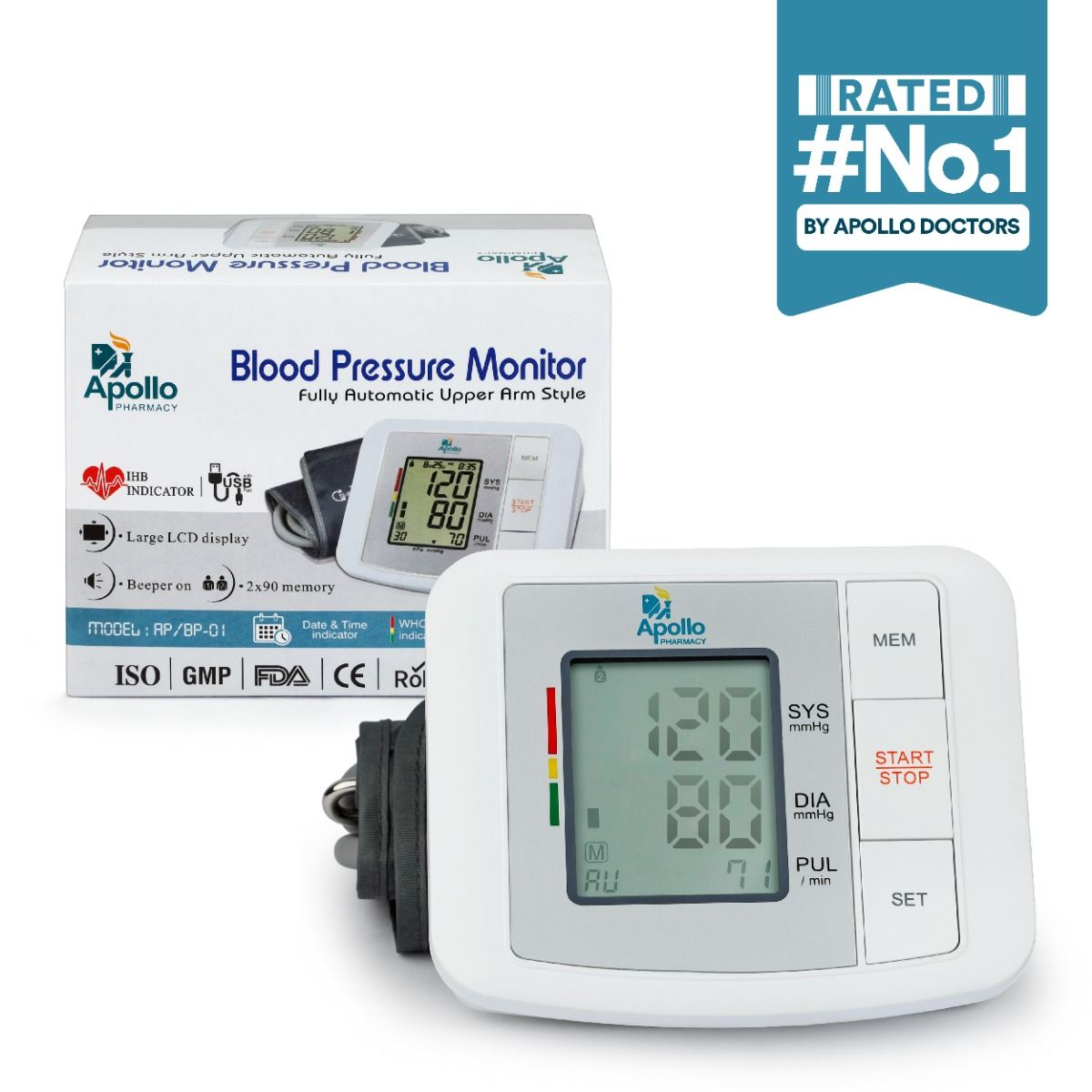 Apollo Pharmacy Blood Pressure Monitor AP/BP-01, 1 Count, Pack of 1 