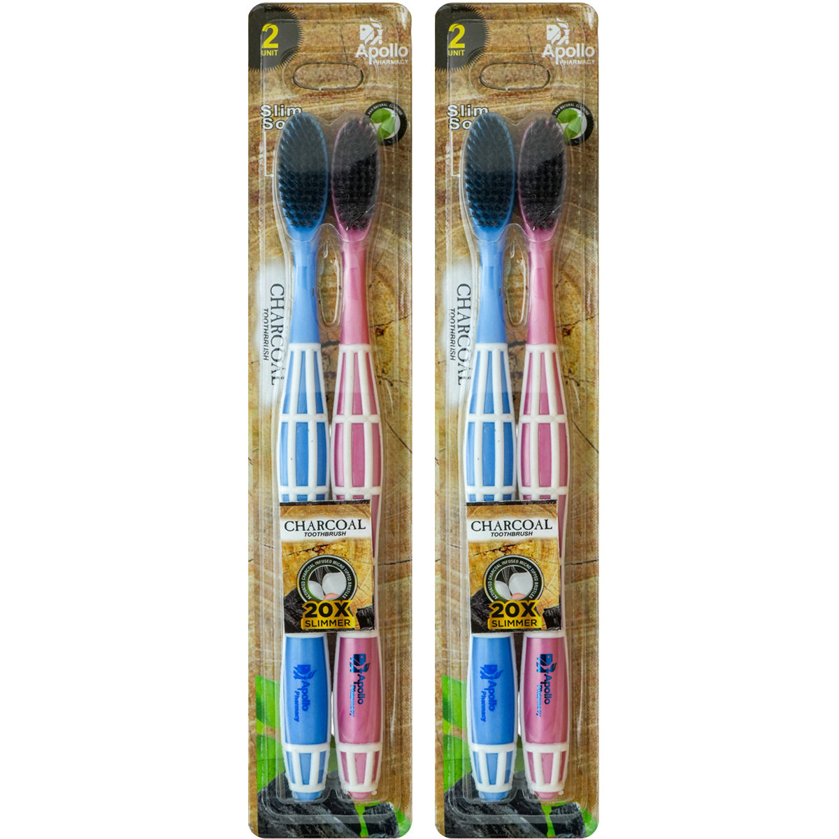 Apollo Pharmacy Charcoal Slim Soft Toothbrush Combo, 4 Count Apollo Pharmacy Charcoal Slim Soft Toothbrush Combo, 4 Count