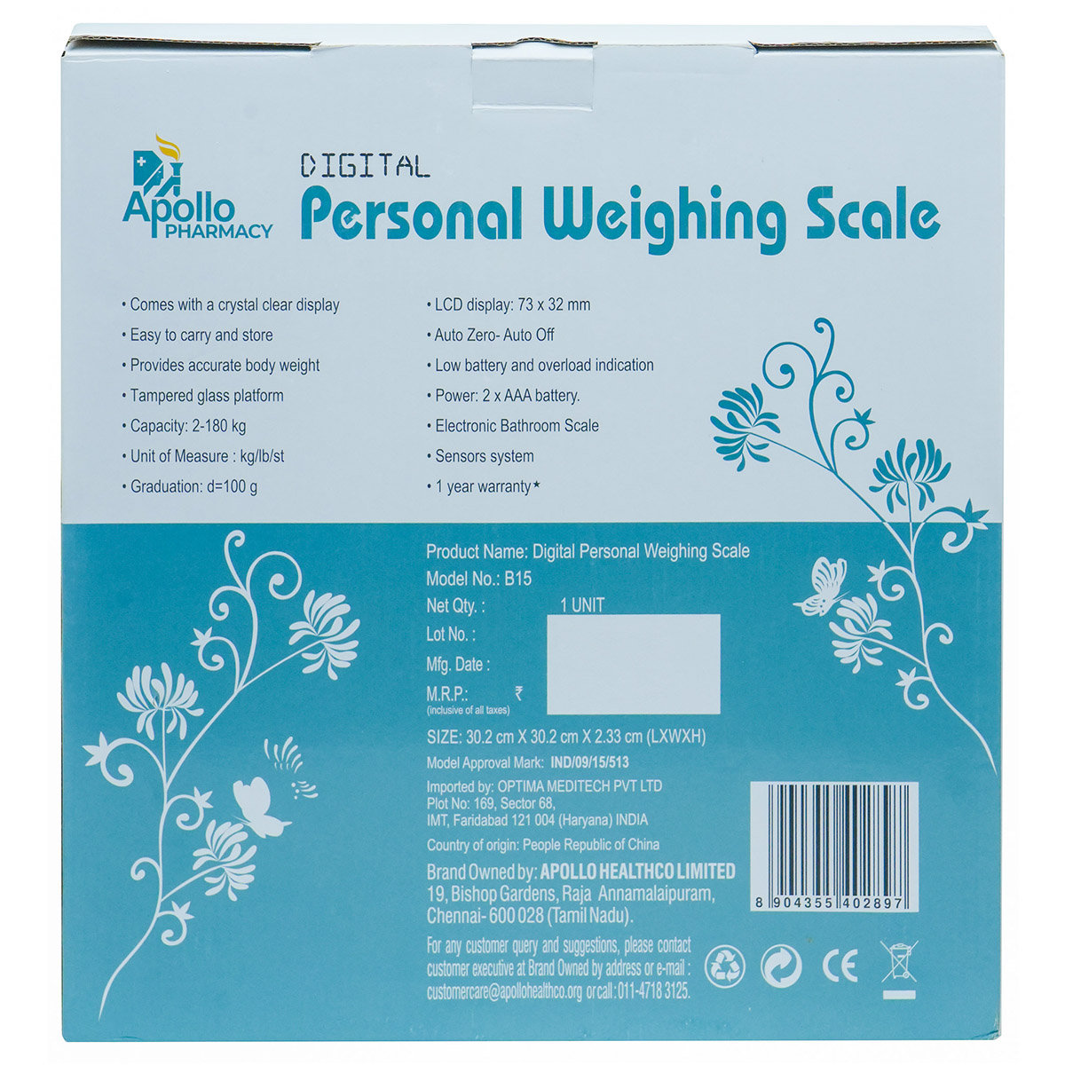 Apollo Pharmacy Digital Personal Weighing Scale, 1 Unit, Pack of 1 Apollo Pharmacy Digital Personal Weighing Scale, 1 Unit, Pack of 1