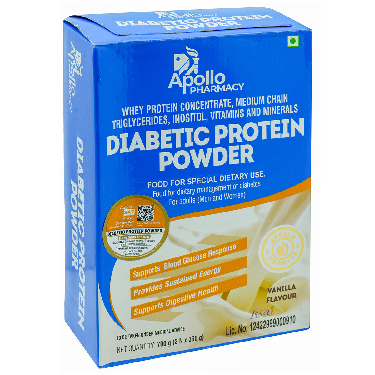 Apollo Pharmacy Diabetic Protein Vanilla Flavour Powder, 700 gm, Pack of 1 Apollo Pharmacy Diabetic Protein Vanilla Flavour Powder, 700 gm, Pack of 1