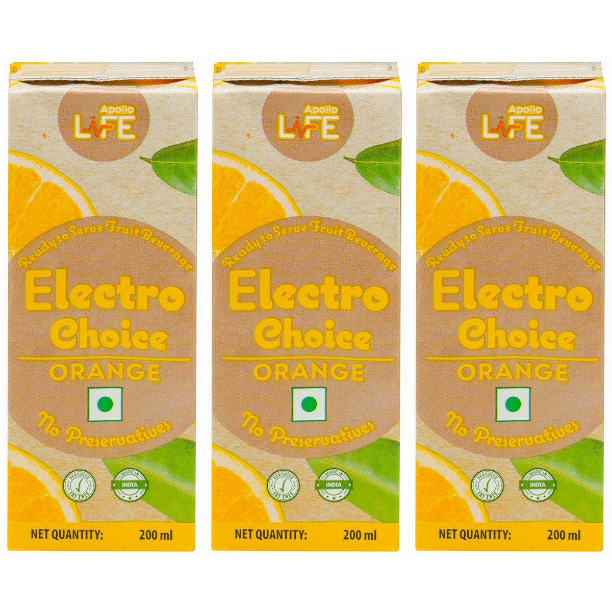 Apollo Life Electro Choice Orange Flavour Liquid 600 ml, (3x200 ml), Pack of 3 Apollo Life Electro Choice Orange Flavour Liquid 600 ml, (3x200 ml), Pack of 3