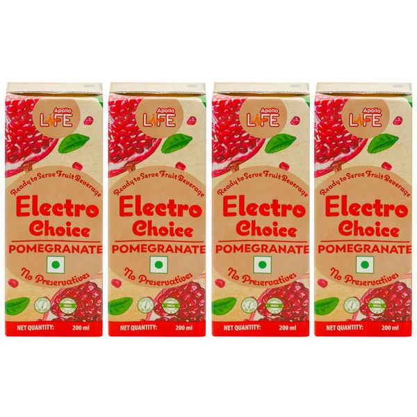 Apollo Life Electro Choice Pomegranate Flavour Liquid 800 ml, (4x200 ml)