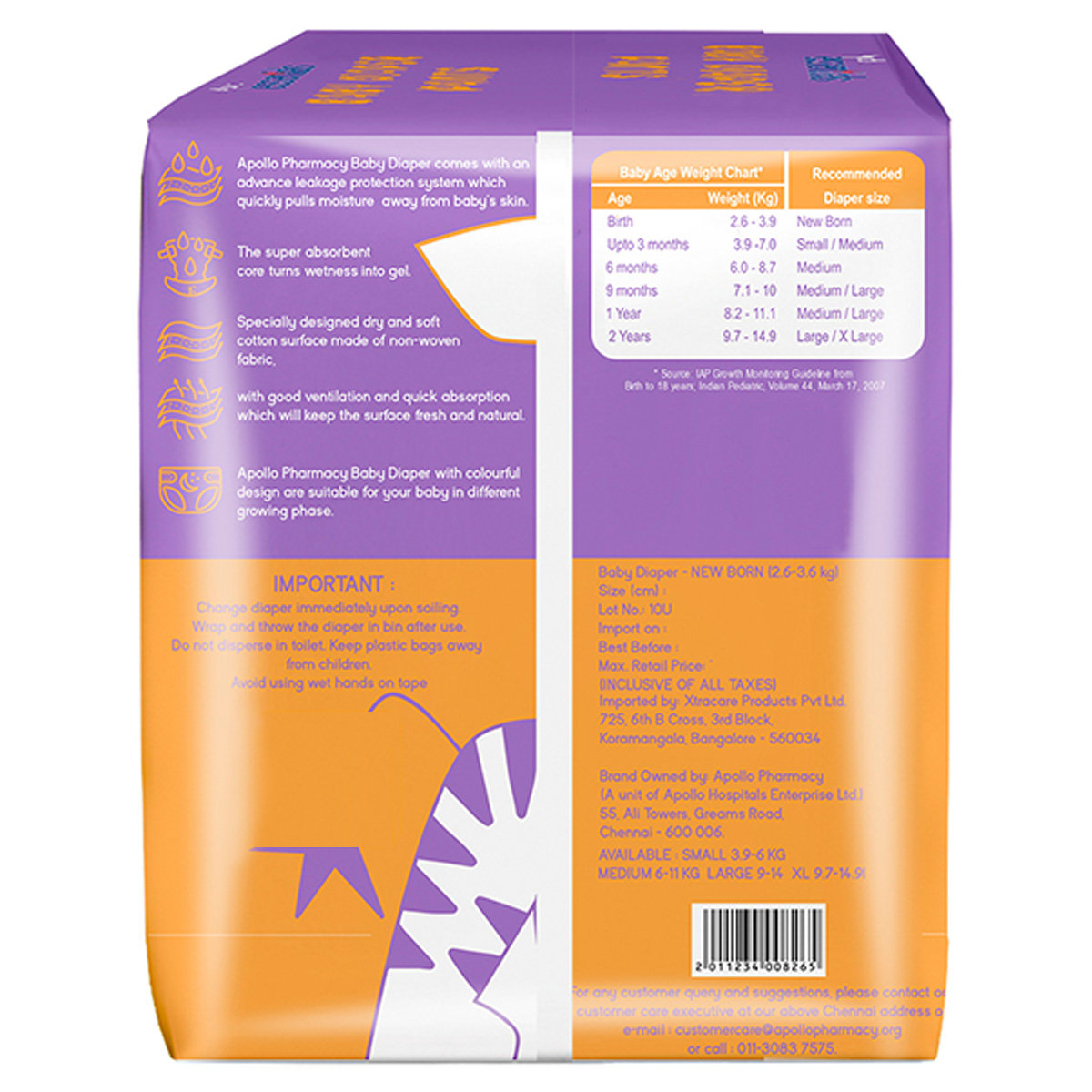 Apollo Essentials Xtra Absorb Baby Diapers New Born, 30 Count, Pack of 1 Apollo Essentials Xtra Absorb Baby Diapers New Born, 30 Count, Pack of 1