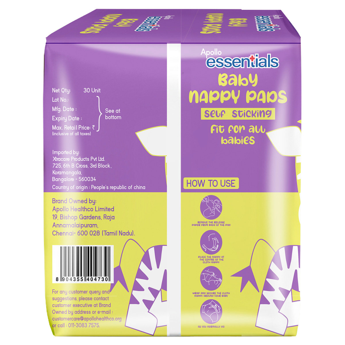 Apollo Essentials Baby Nappy Pads, 30 count, Pack of 1 Apollo Essentials Baby Nappy Pads, 30 count, Pack of 1