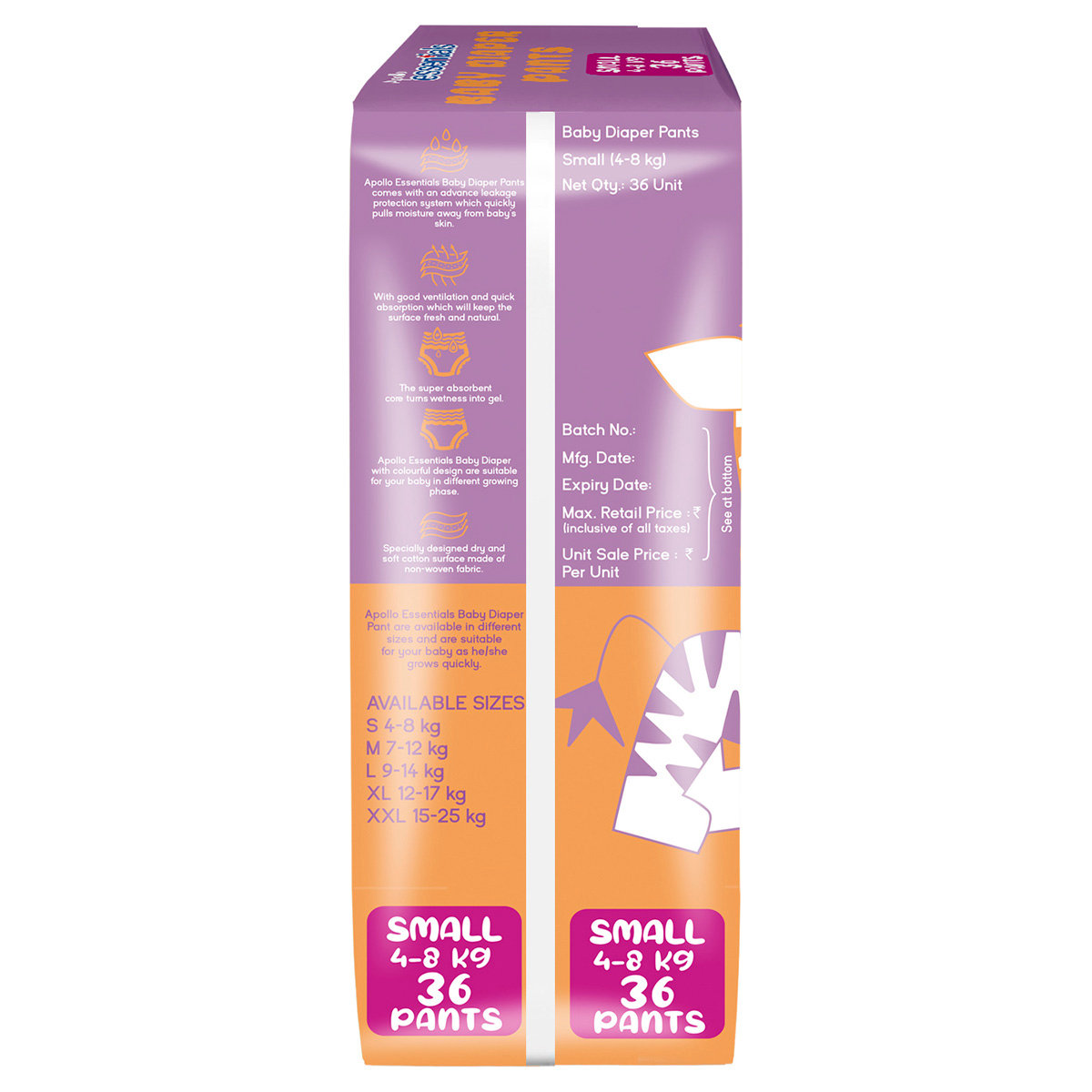 Apollo Essentials Xtra Absorb Baby Diaper Pants Small, 36 Count, Pack of 1 Apollo Essentials Xtra Absorb Baby Diaper Pants Small, 36 Count, Pack of 1