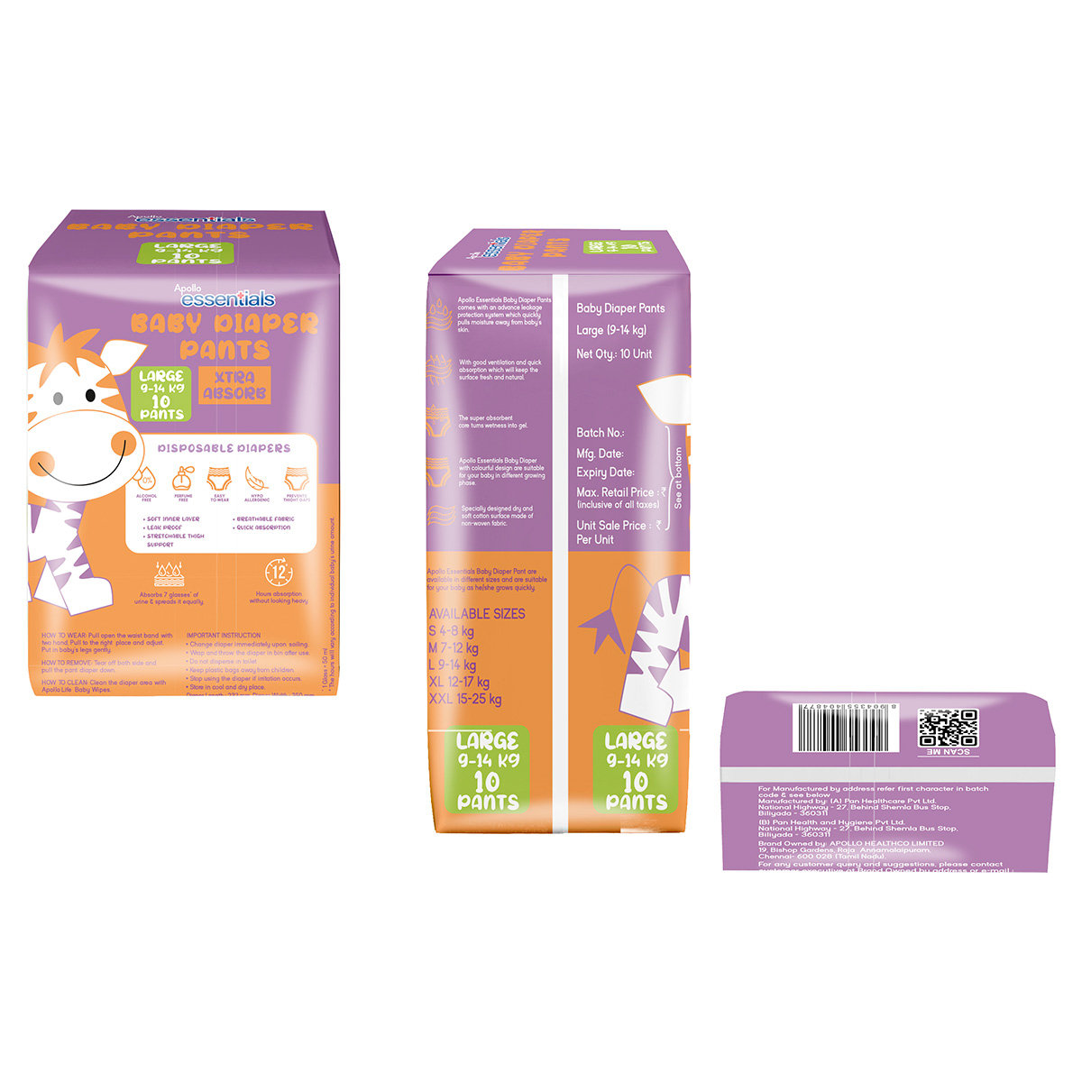 Apollo Essentials Xtra Absorb Baby Diaper Pants Large, 10 Count, Pack of 1 Apollo Essentials Xtra Absorb Baby Diaper Pants Large, 10 Count, Pack of 1