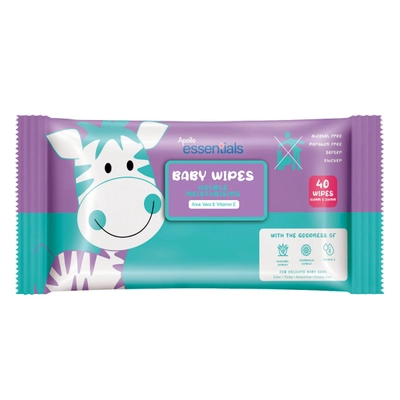 Apollo Essentials Baby Wipes, 40 Count, Pack of 1