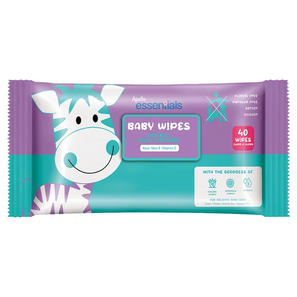 Apollo Essentials Baby Wipes, 40 Count, Pack of 1