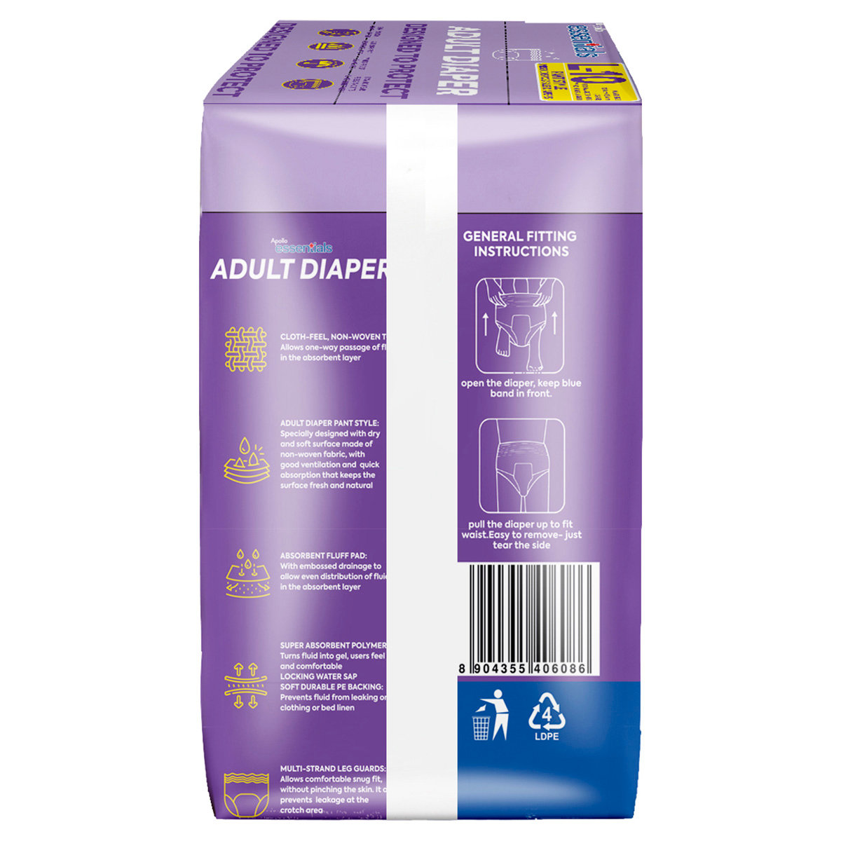 Apollo Essentials Adult Diaper Pant Style Unisex Large, 10 Count, Pack of 1 Apollo Essentials Adult Diaper Pant Style Unisex Large, 10 Count, Pack of 1