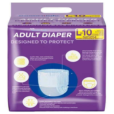 Apollo Essentials Adult Diaper Pant Style Unisex Large, 10 Count, Pack of 1