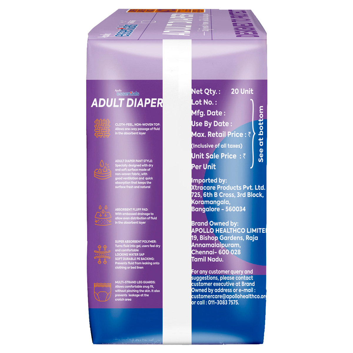 Apollo Essentials Adult Diaper Pant Unisex Medium, 20 Count, Pack of 1 Apollo Essentials Adult Diaper Pant Unisex Medium, 20 Count, Pack of 1