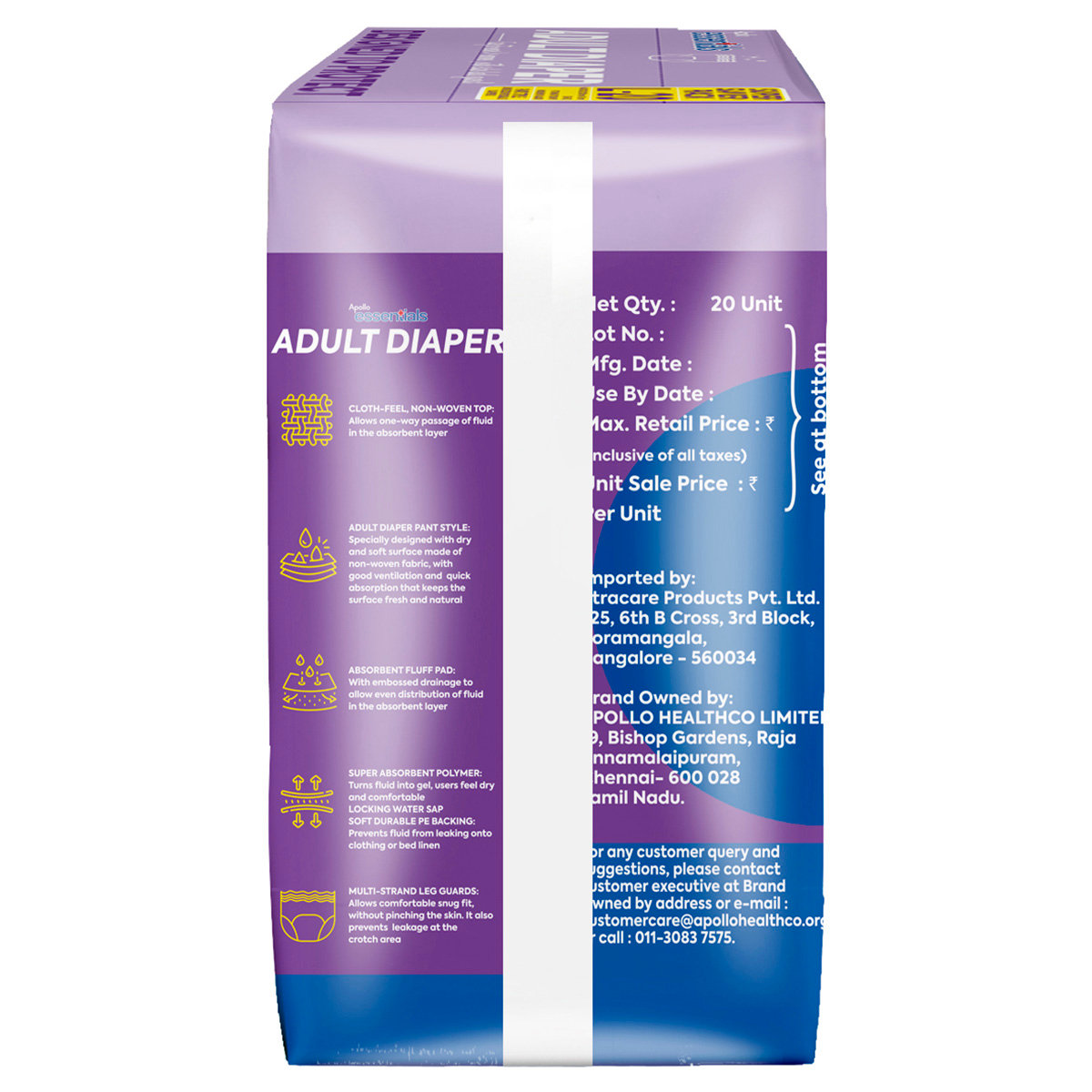 Apollo Essentials Adult Diaper Unisex Large, 20 Count, Pack of 1 Apollo Essentials Adult Diaper Unisex Large, 20 Count, Pack of 1