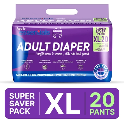 Apollo Essentials Adult Diaper Pant Style Unisex XL, 20 Count, Pack of 1